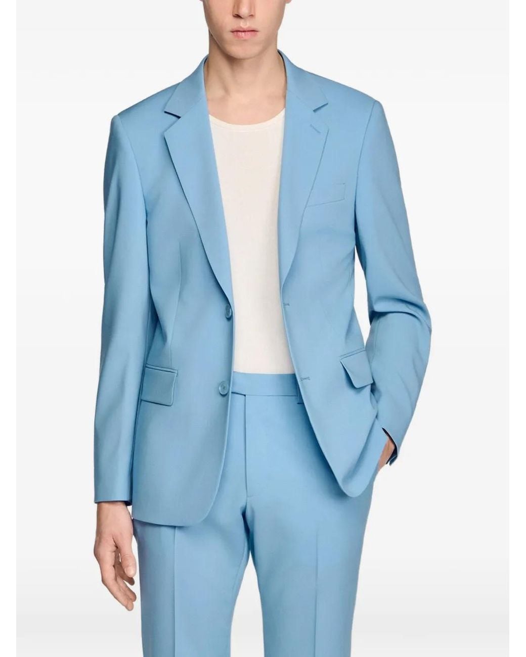 Sandro Blue Wool Suit Jacket for men