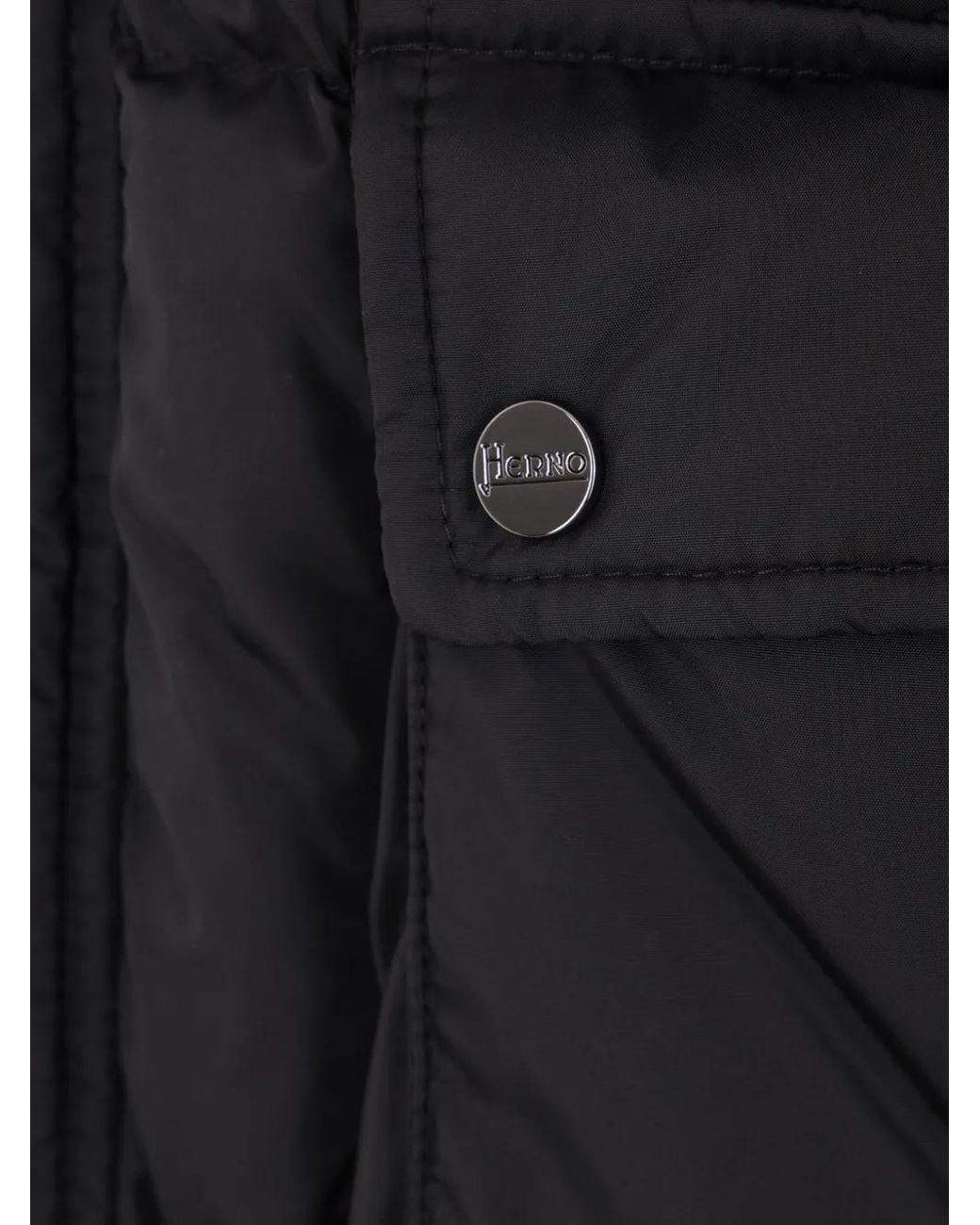 Herno Blue High-Collared Puffer Jacket With Horizontal Quilting for men