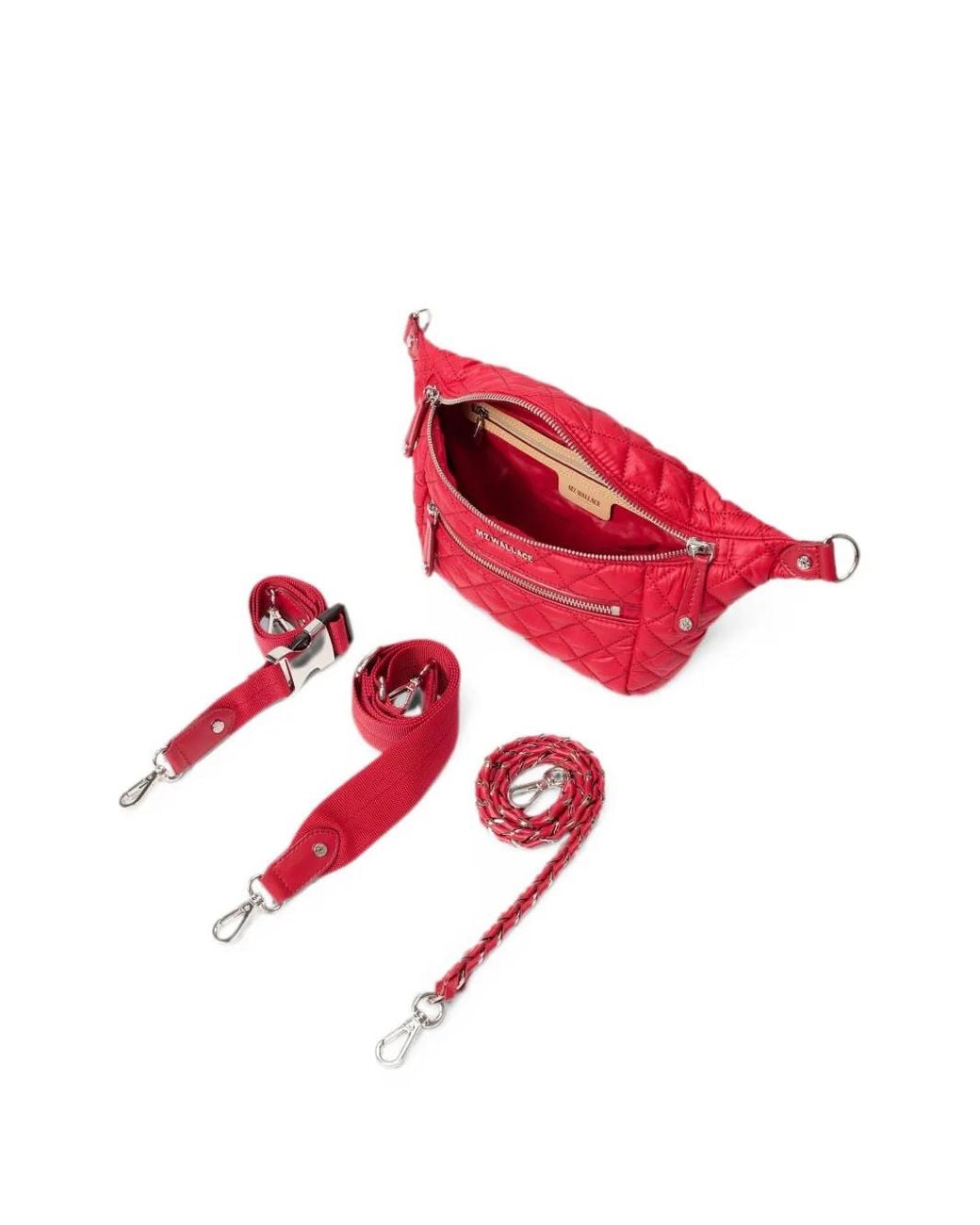 MZ Wallace Red Small Crosby Quilted Crossbody Bag