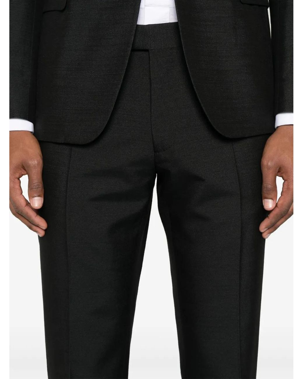 Lardini Black Satin-Lapels Suit for men