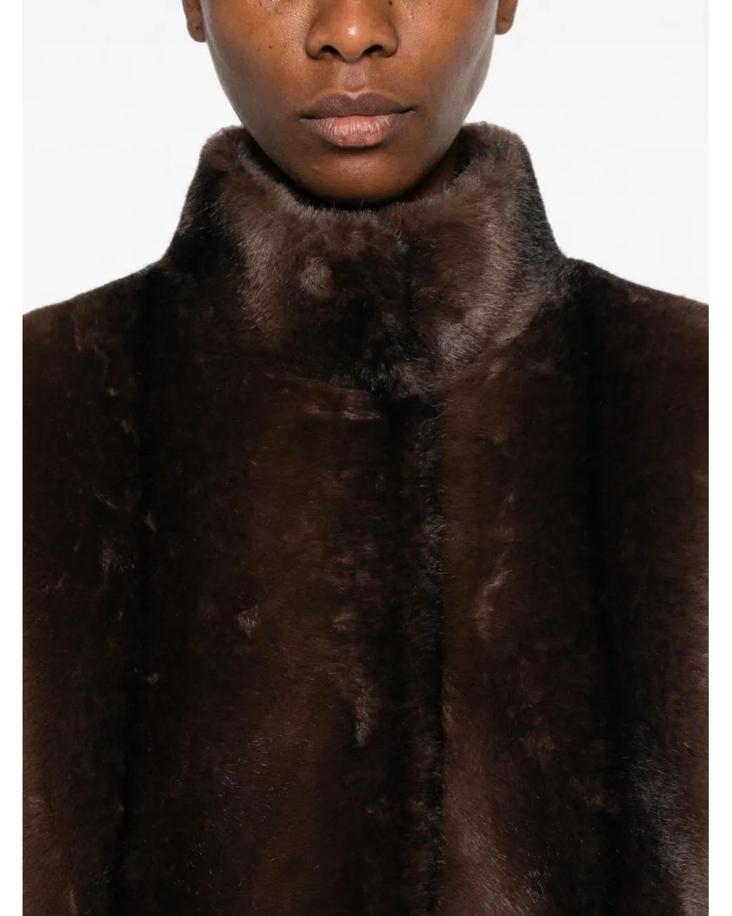 Betta Corradi Black Faux-Fur Funnel-Neck Coat
