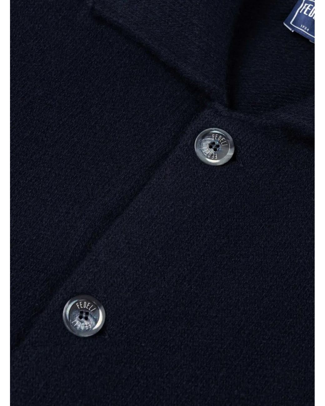 Fedeli Blue Cardigan Boutonné À Col Polo for men