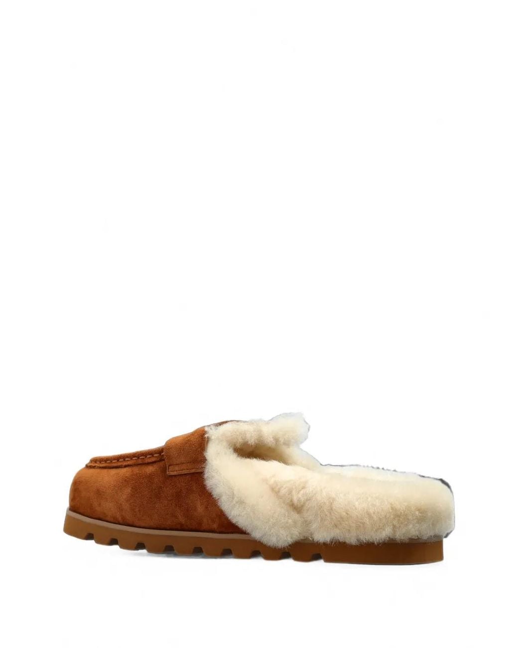 Naked Wolfe Brown Corded Shearling-Trim Mules