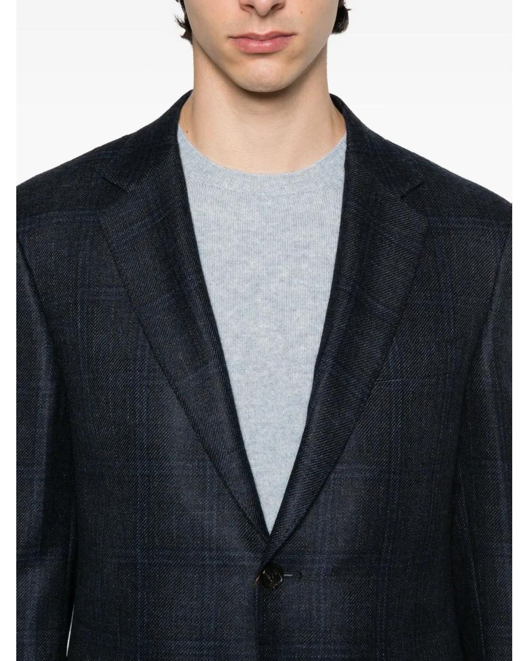 Canali Black Checked Two-Button Blazer for men