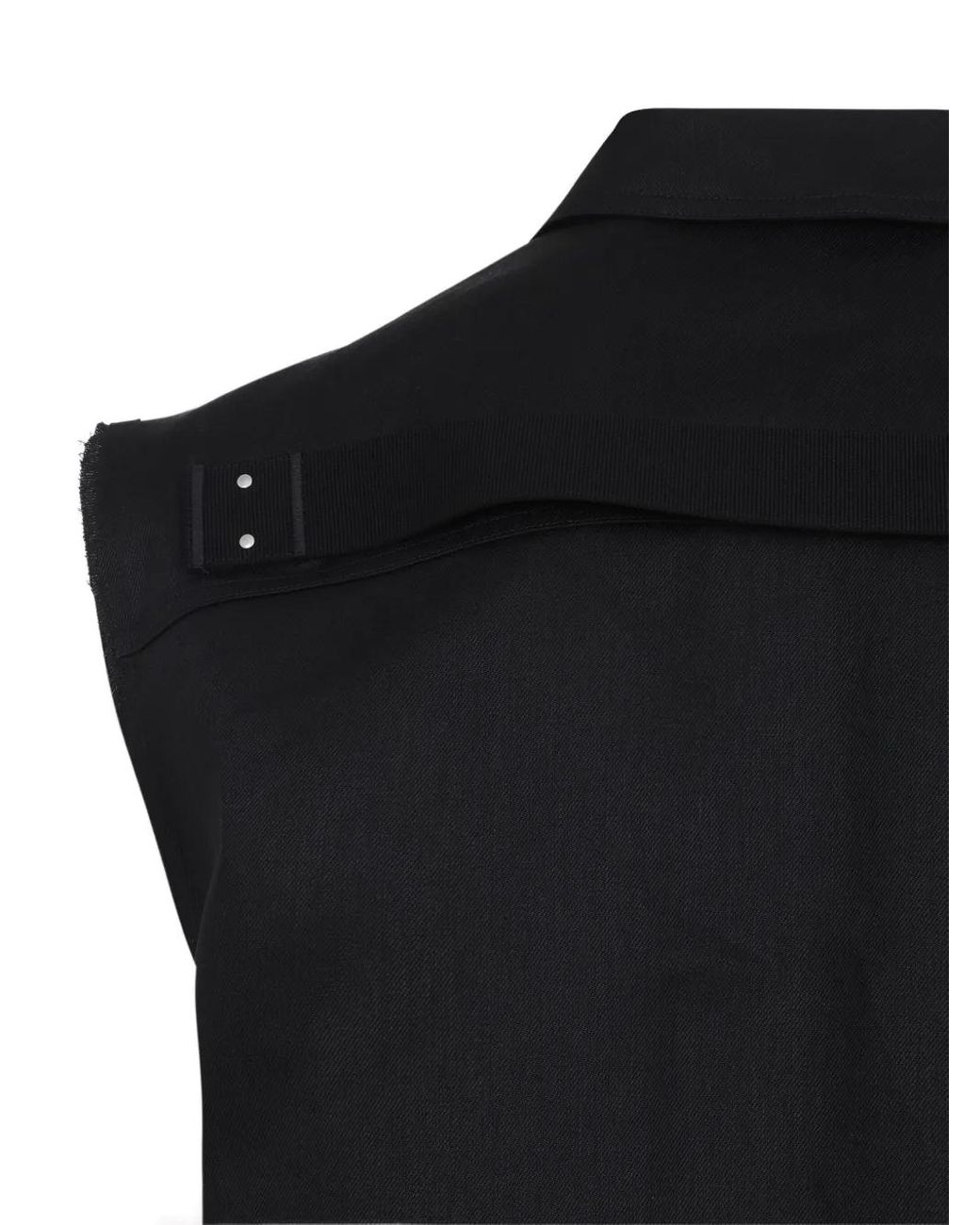 Rick Owens Black Structured Linen Shirt With Classic Collar for men