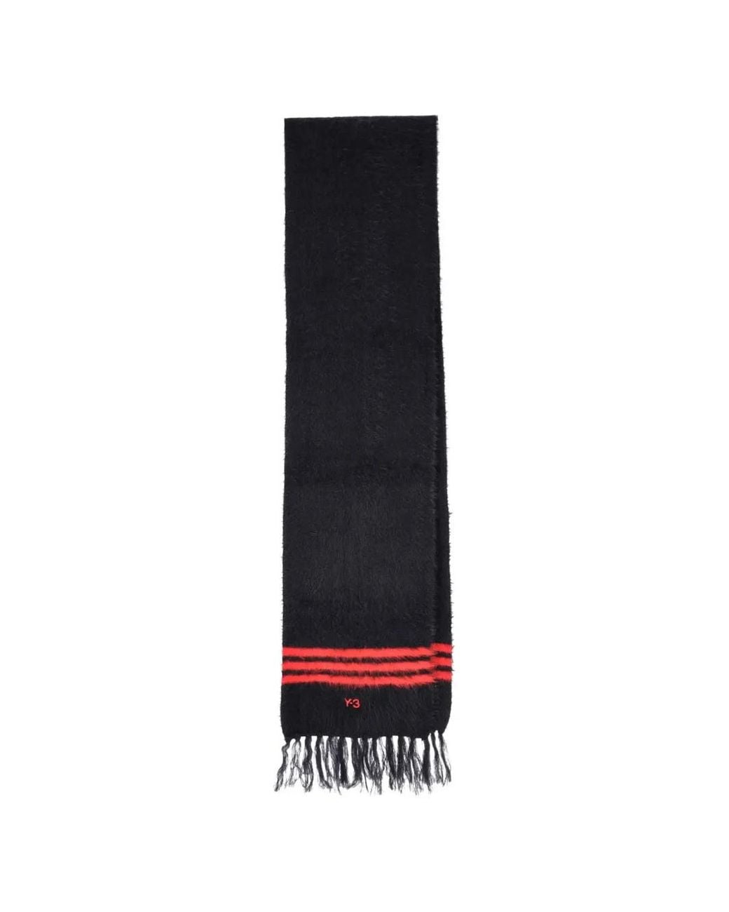 Y-3 Black Logo-Embroidered Striped Scarf
