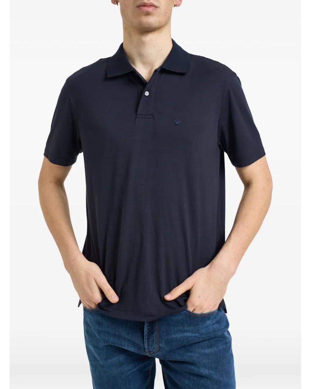 Emporio Armani Blue Logo Polo Shirt for men