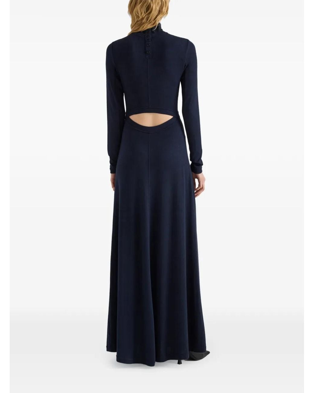 Proenza Schouler Blue Jayne Marled Cut-Out Maxi Dress