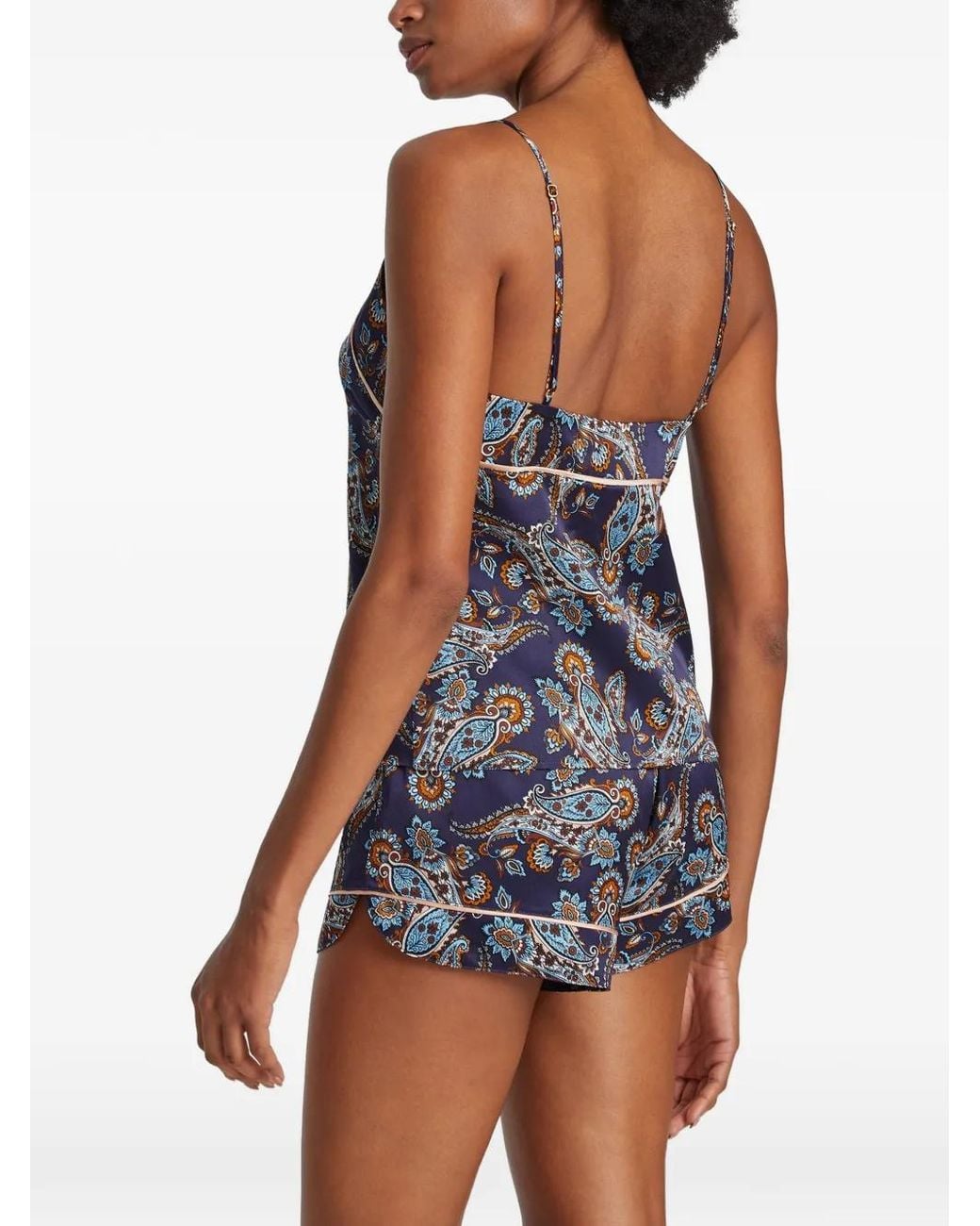 Aubade Blue Haut De Pyjama Silk By Night À Motif Cachemire