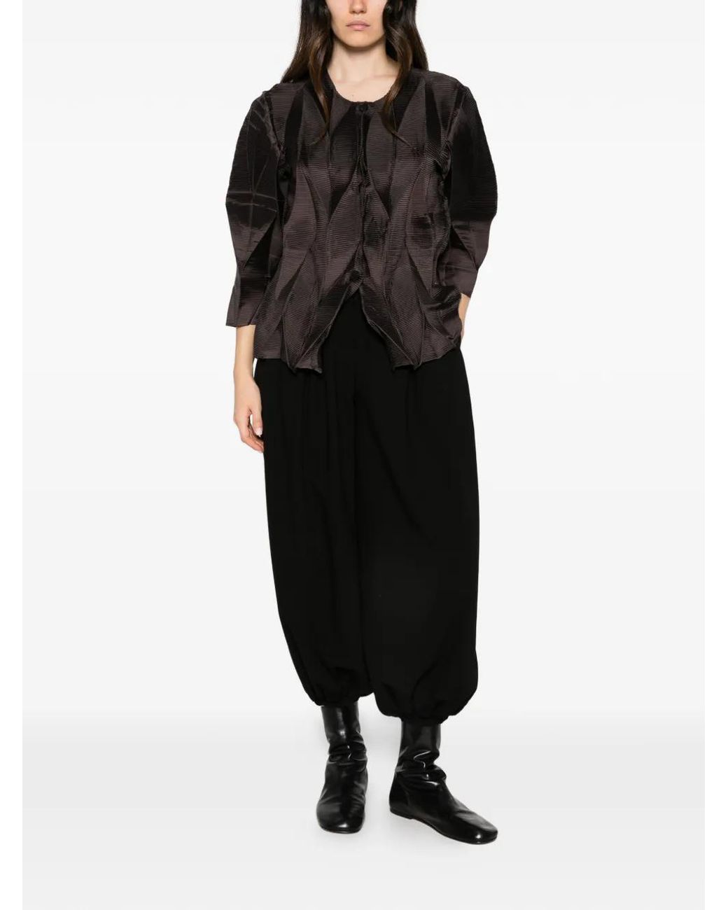 MEIMEIJ Black Plissé-Effect Geometric Jacket