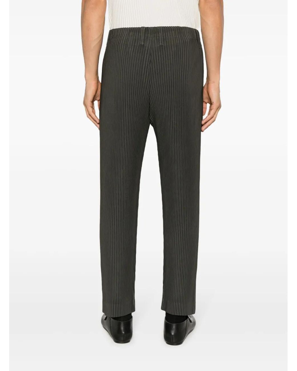 Homme Plissé Issey Miyake Gray Pleated Straight-Leg Trousers for men