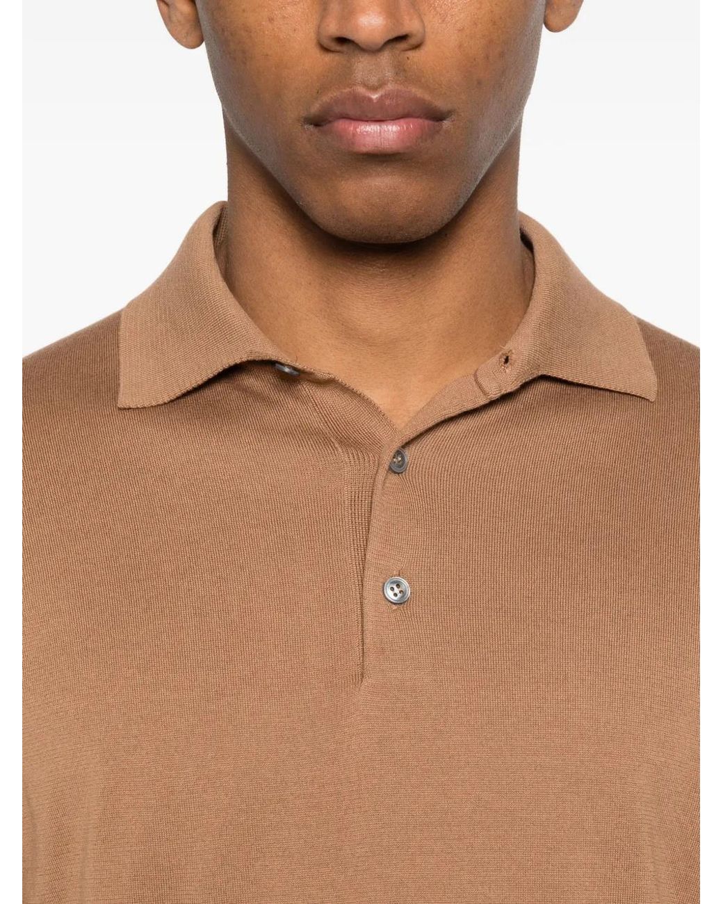 Lardini Poloshirt Met Korte Mouwen En Knoop in het Brown voor heren