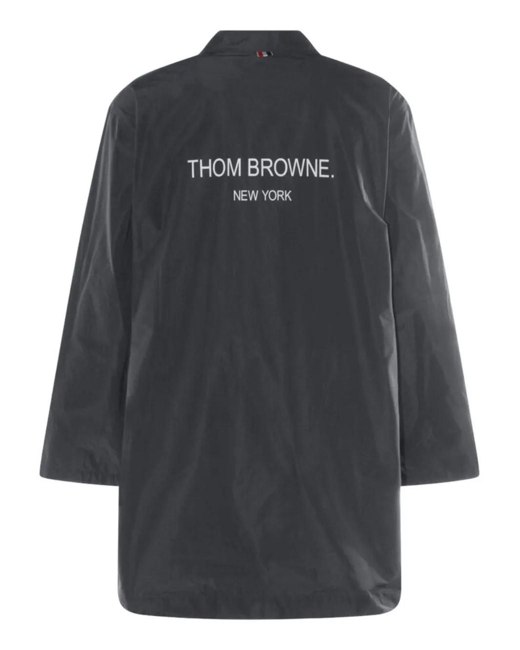 Thom Browne Gray Manteau À Logo Imprimé for men