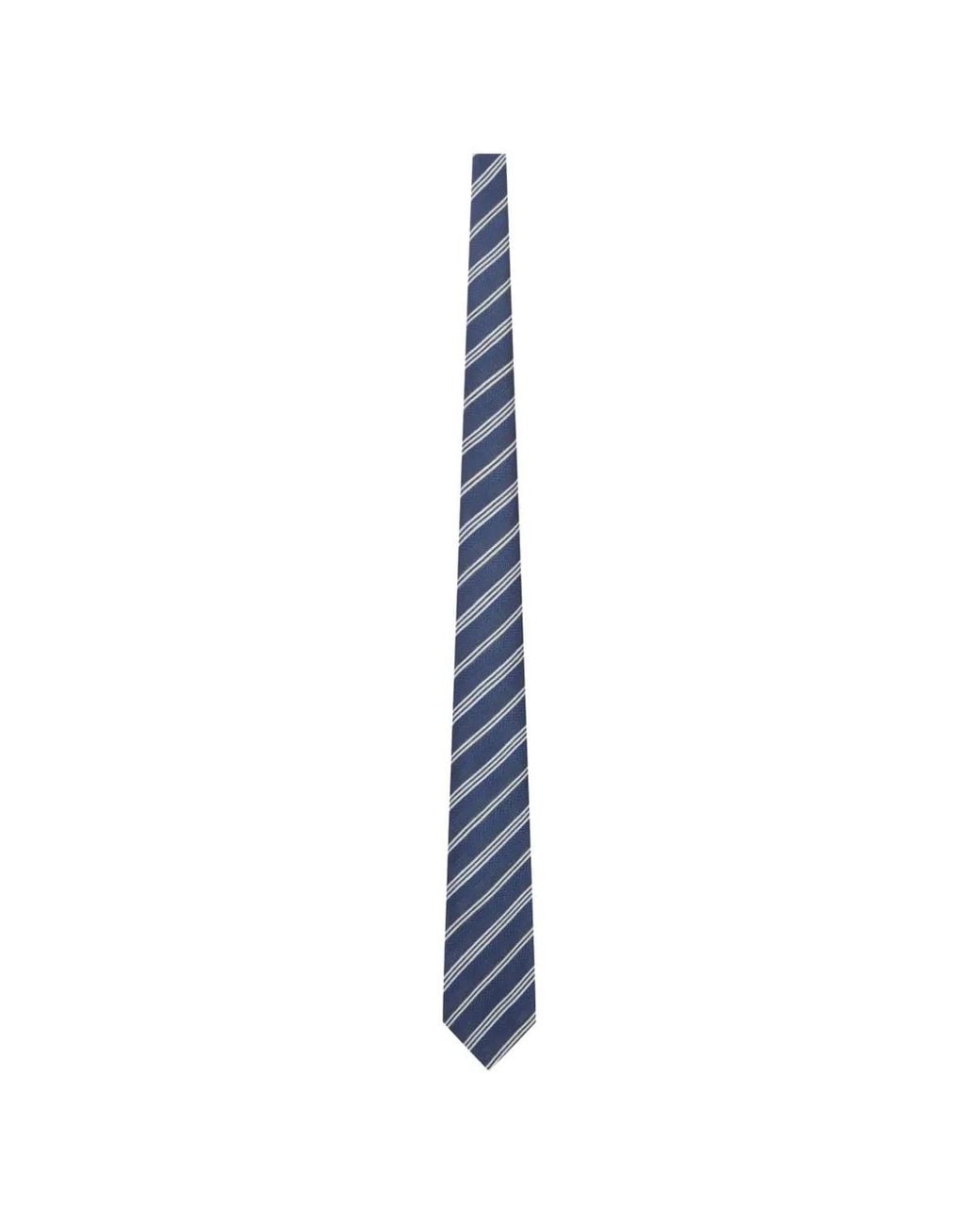 Kiton Blue Striped Wool Tie for men
