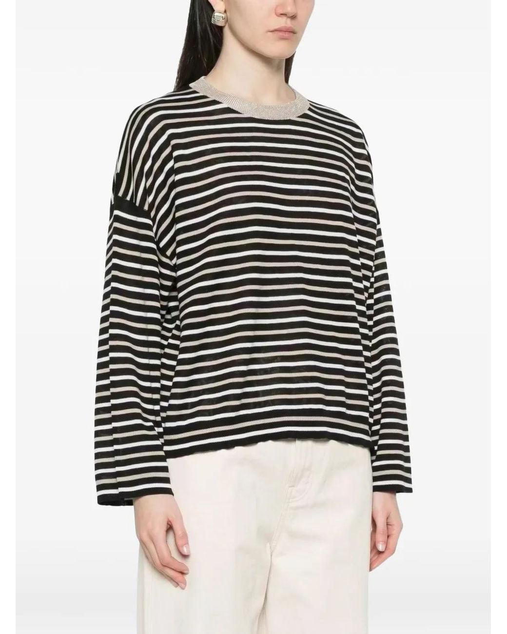 Brunello Cucinelli Gestreepte Sweater in het Black