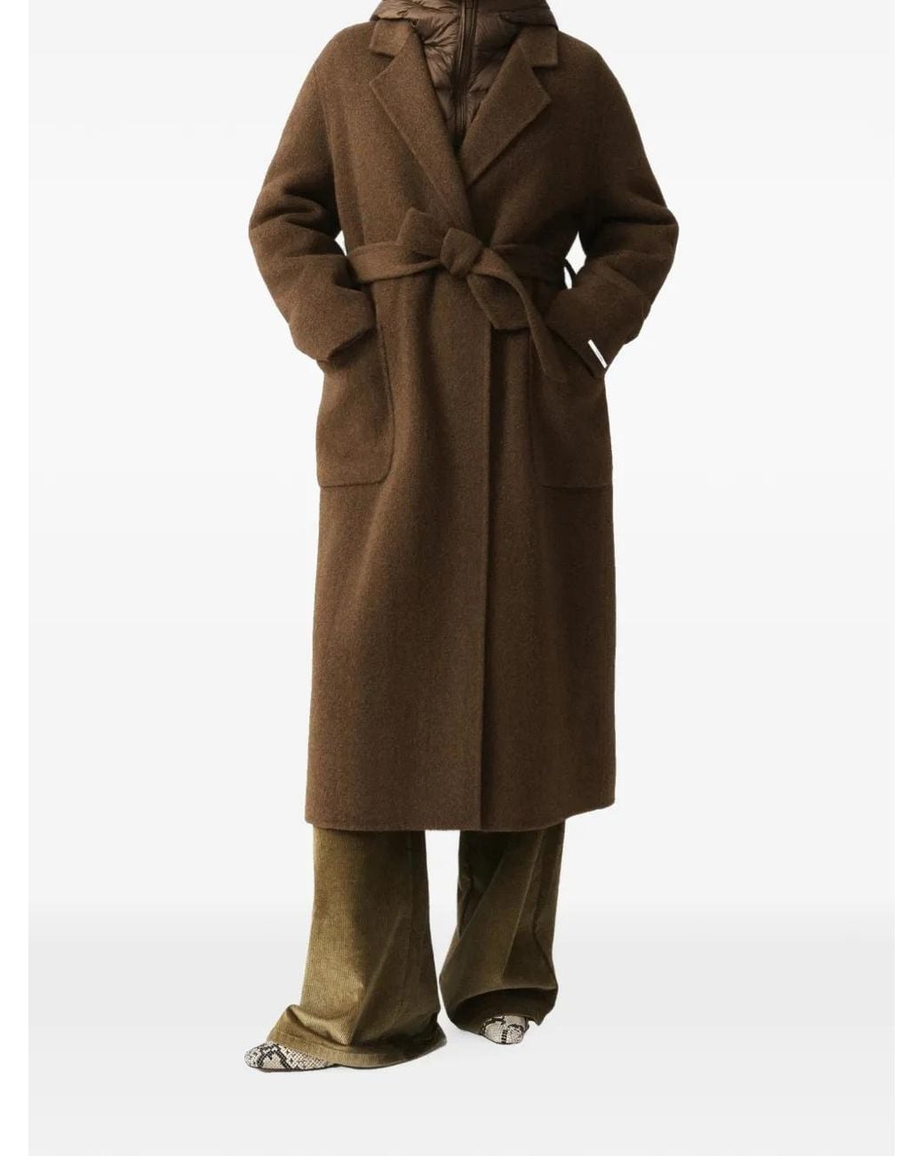 Marella Brown Detachable Padding Belted Coat