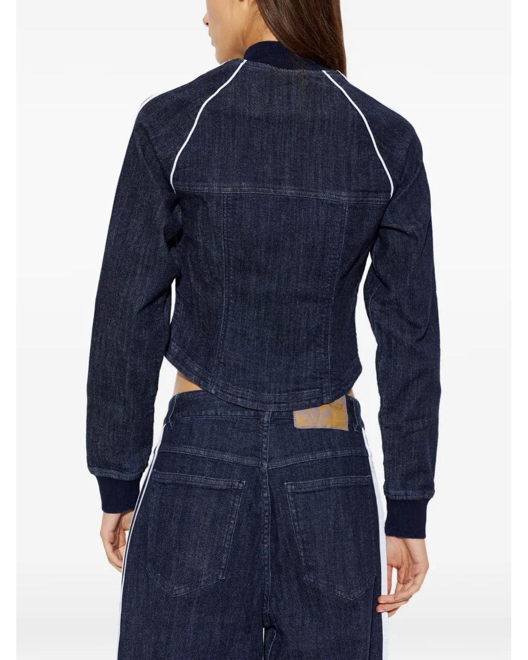 Adidas Blue Superstar Corset Side-Stripe Denim Jacket