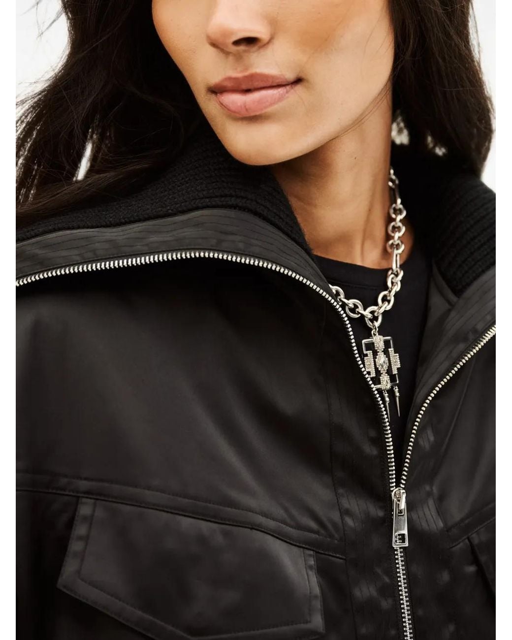 Ba&sh Black Indra Ribbed-Collar Jacket