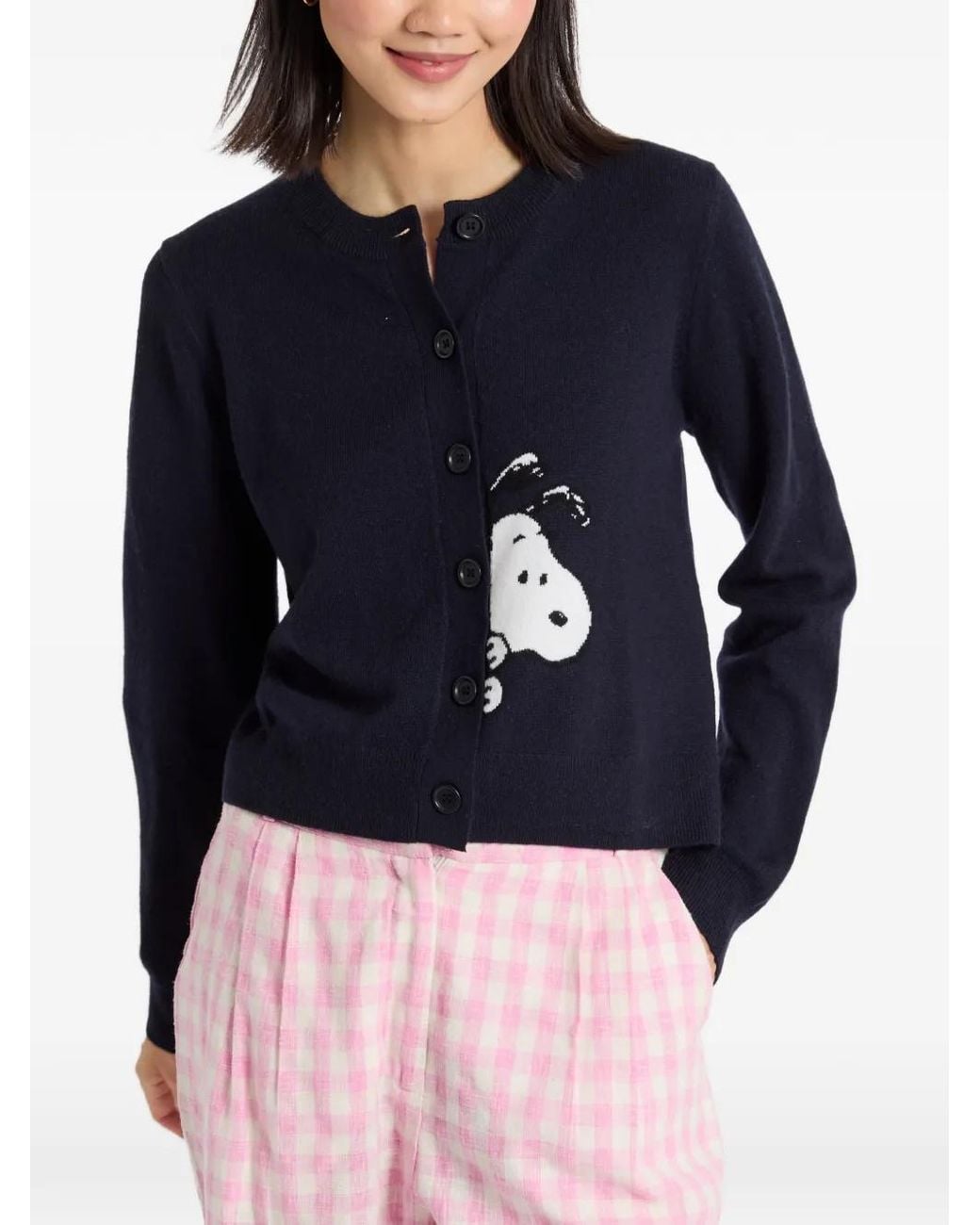 Chinti & Parker Blue X Peanuts Snoopy Peekabow Cardigan