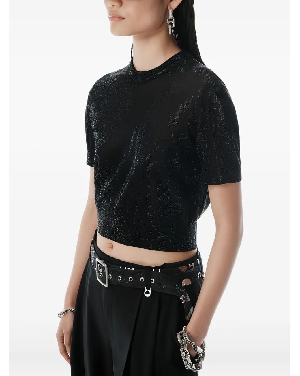 Alexander Wang Black Short-Sleeved Cropped Top
