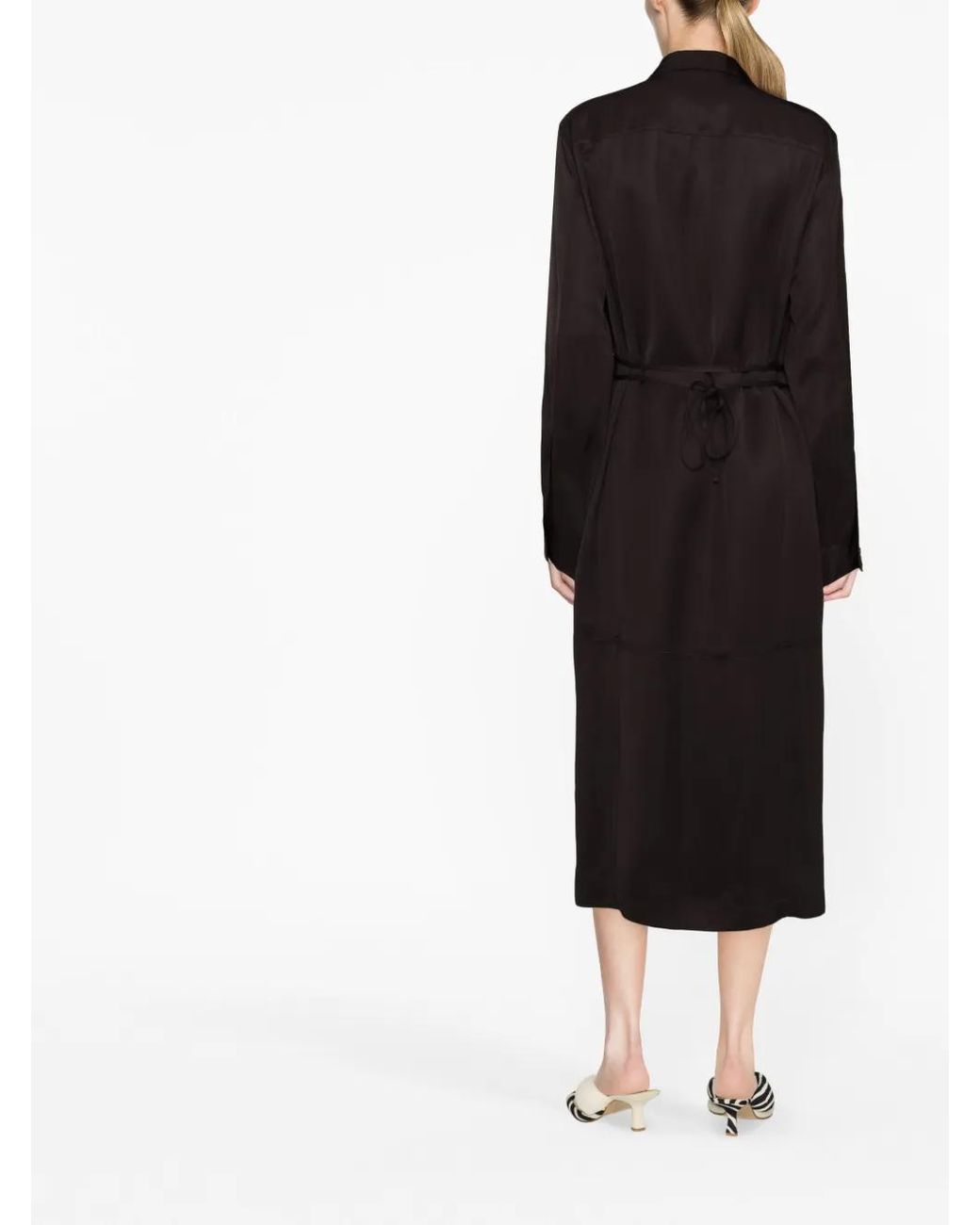 Jil Sander Black Single-breasted Belted-waist Coat