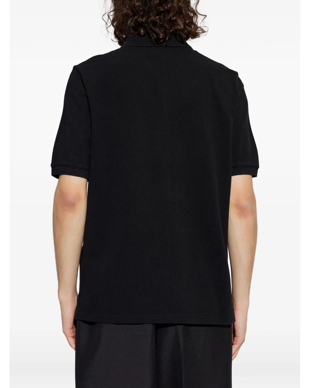 Maison Kitsuné Black Zip-Fastening Logo-Patch Polo Shirt for men