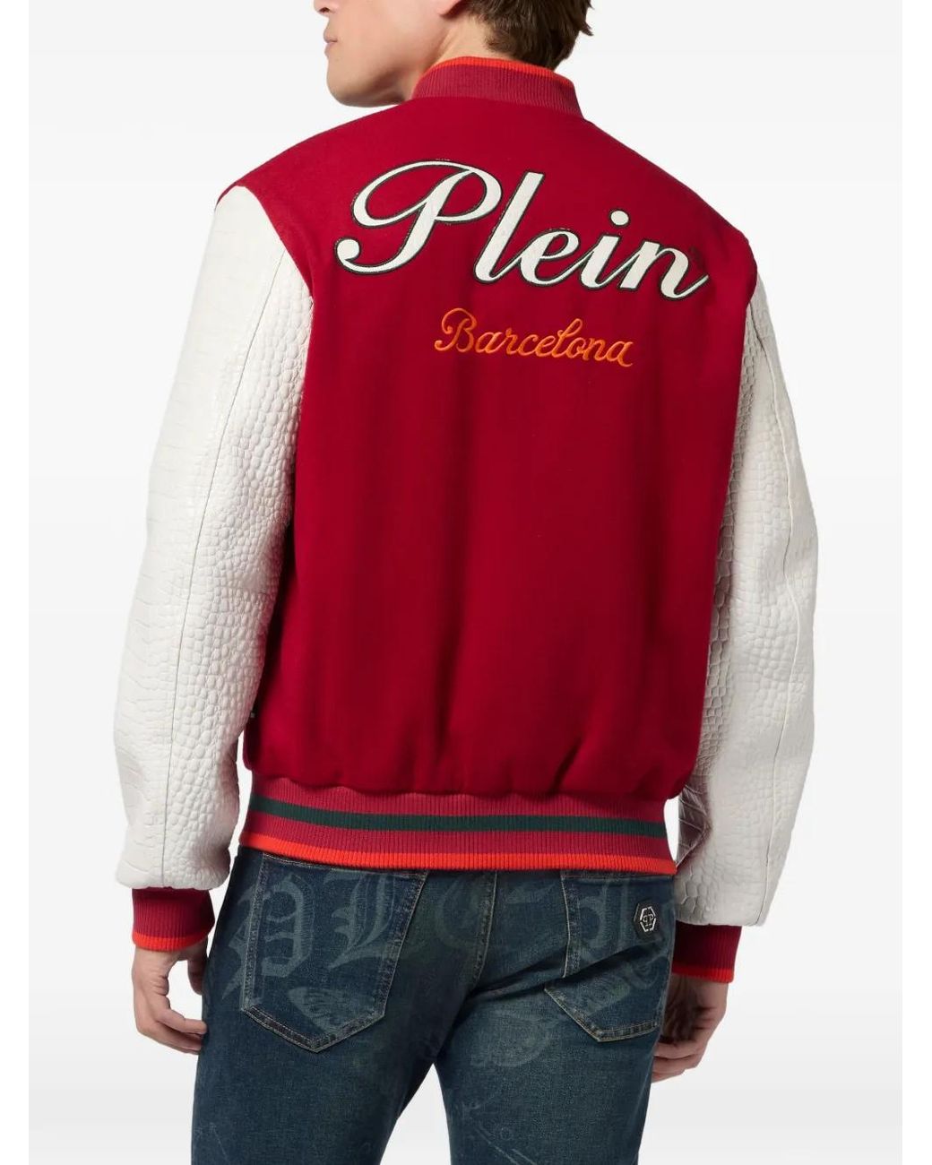 Philipp Plein Red Button-Fastening Bomber Jacket for men