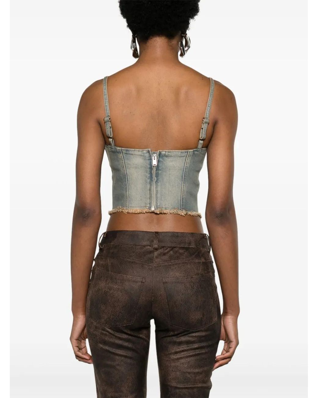 M I S B H V Gray Lara Denim Corset Top