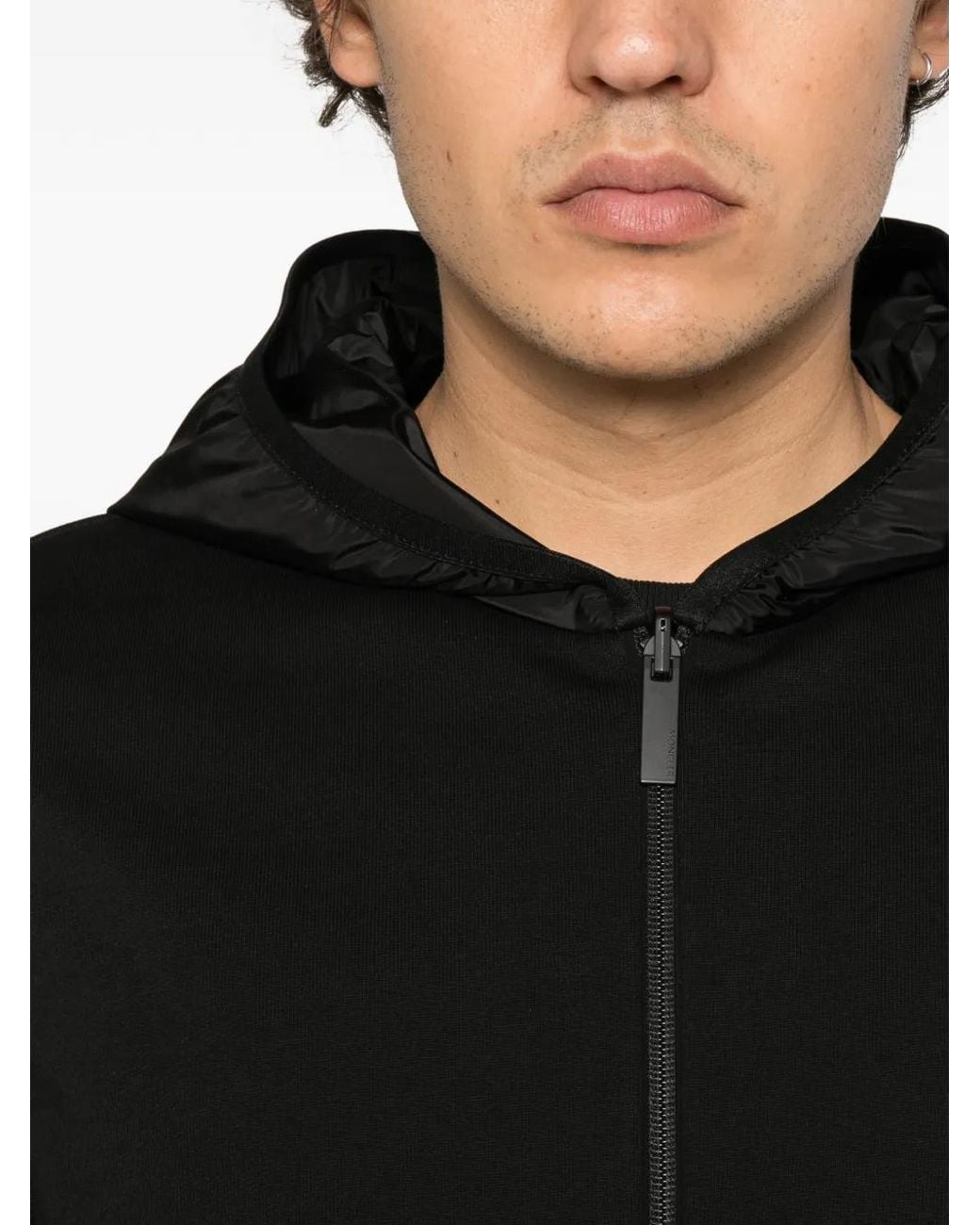 Moncler Black Hooded Zip-Up Gilet for men