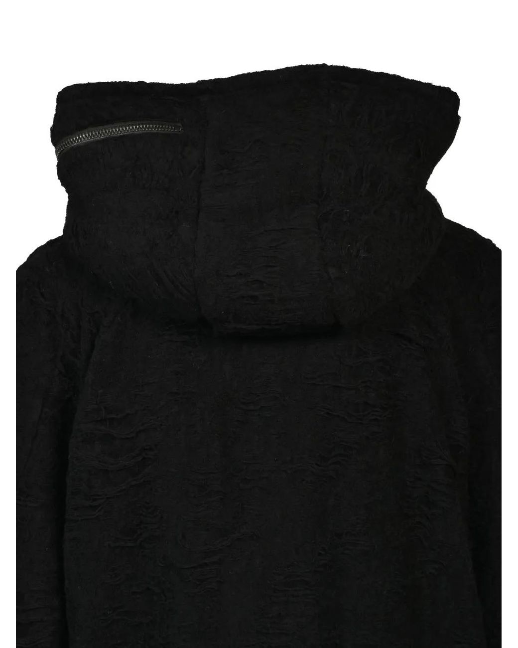 D HYGEN Black Distressed-Effect Pile Hoodie for men