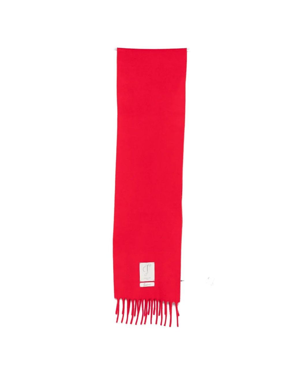 Jacquemus Red Fringed Logo-Patch Scarf