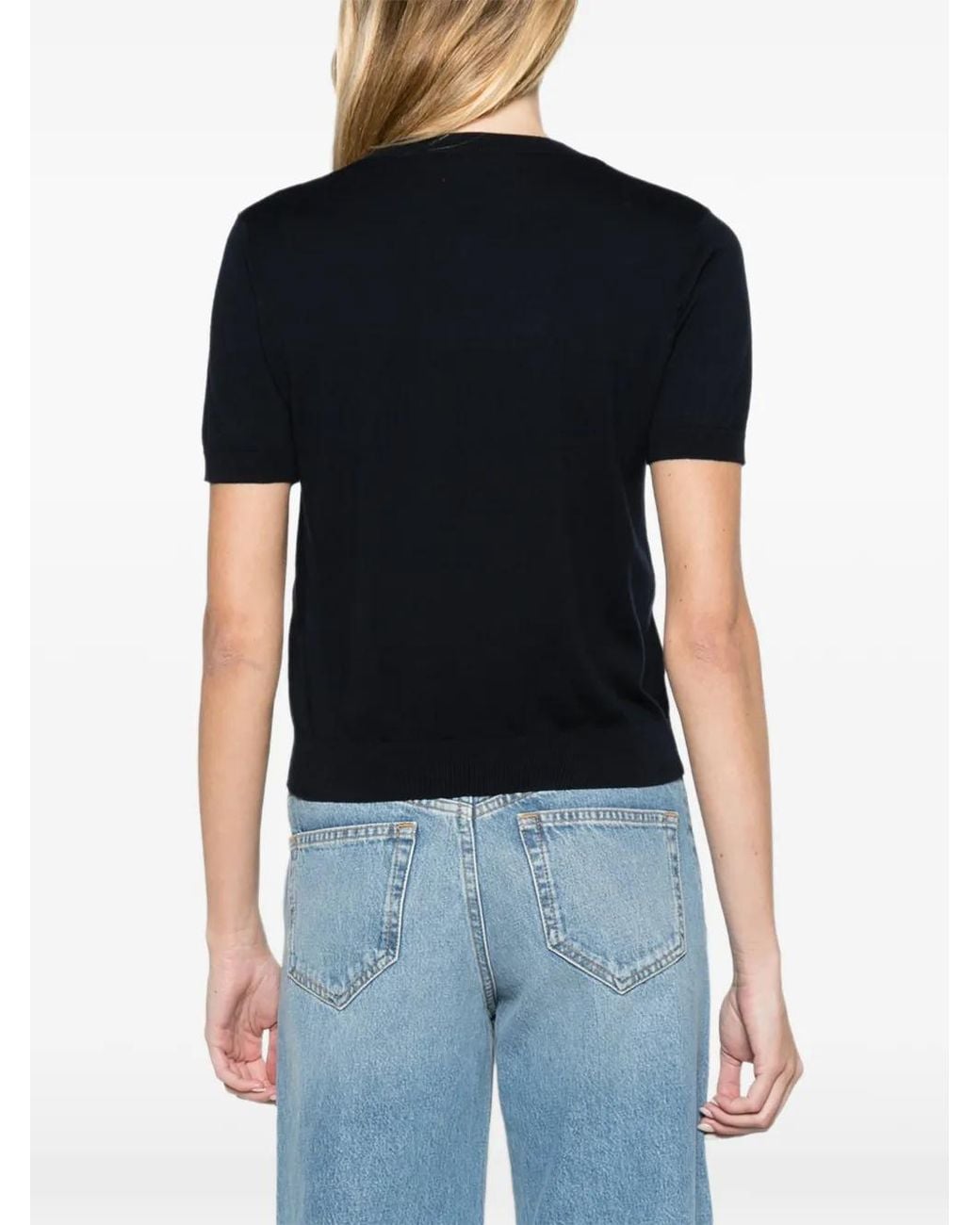 Max Mara Black Cashmere, Cotton And Silk Yarn Jumper
