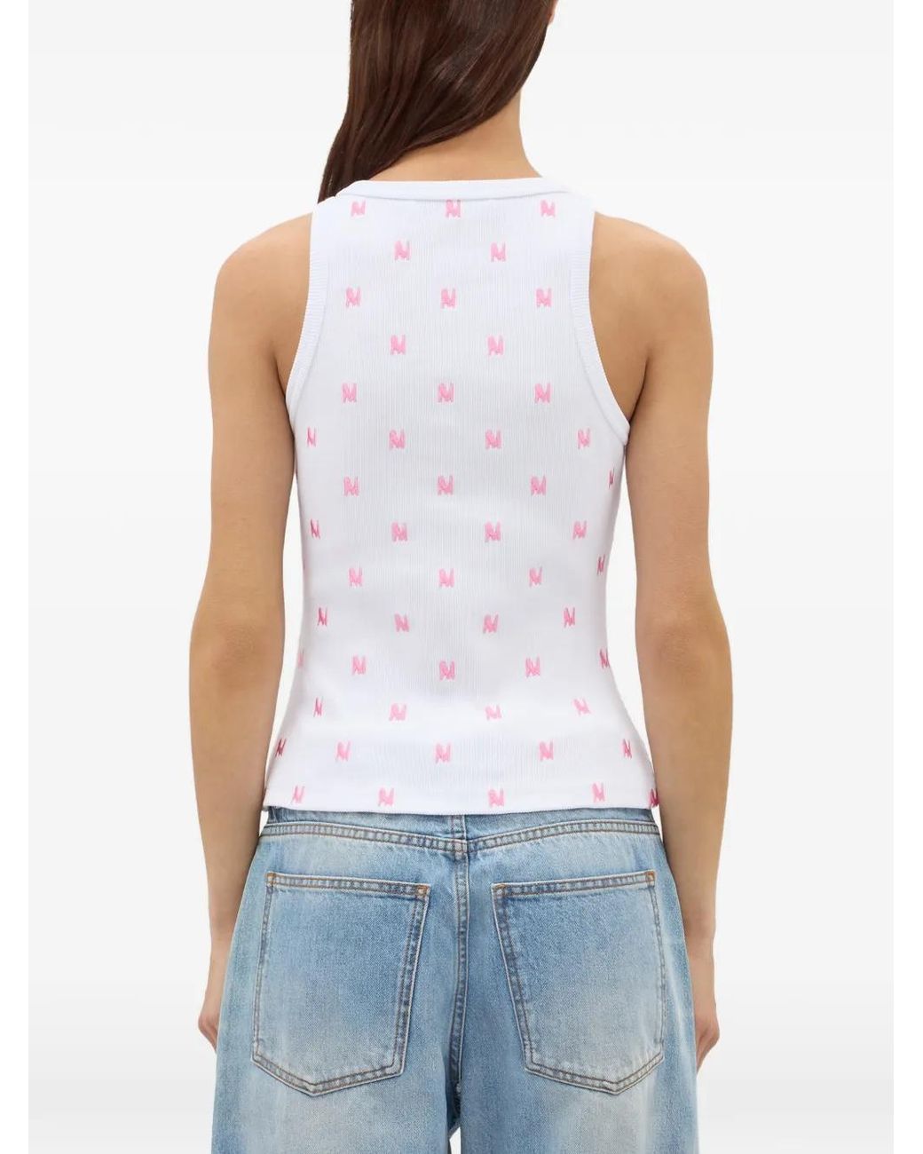 MSGM Top Met Monogram in het White