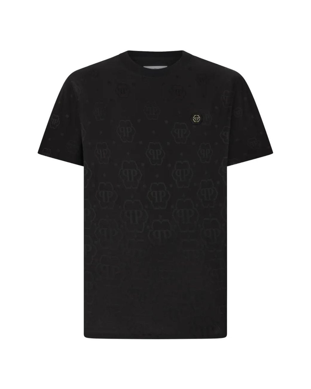 Philipp Plein Black Monogram-Patterned T-Shirt for men