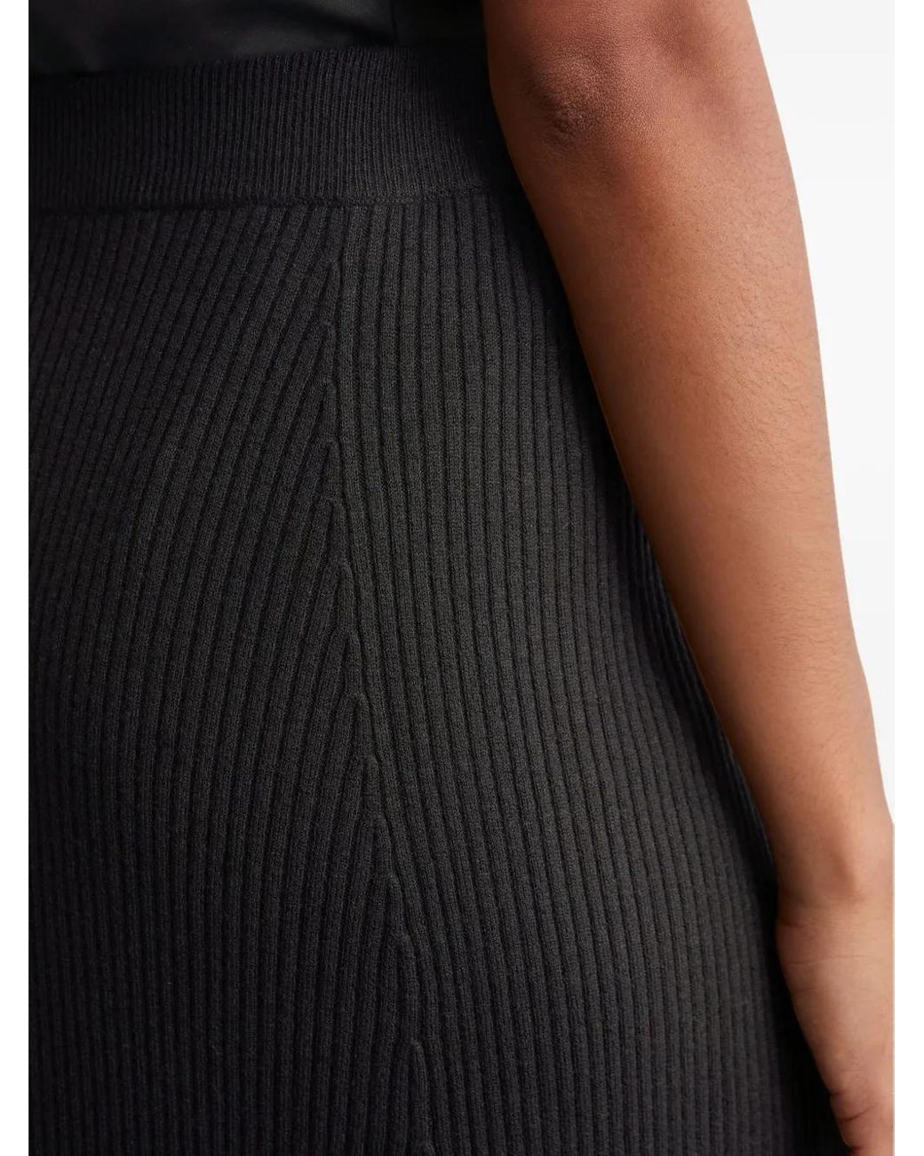 Marc O' Polo Black Ribbed Midi Skirt
