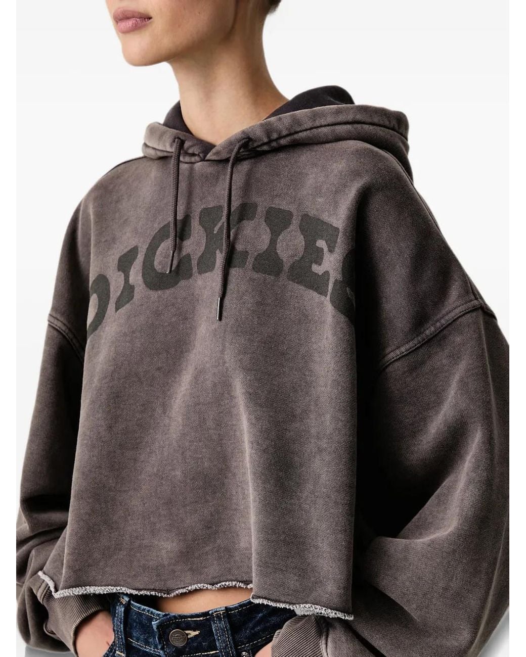 Dickies Black Hollywood Logo-Print Cropped Hoodie