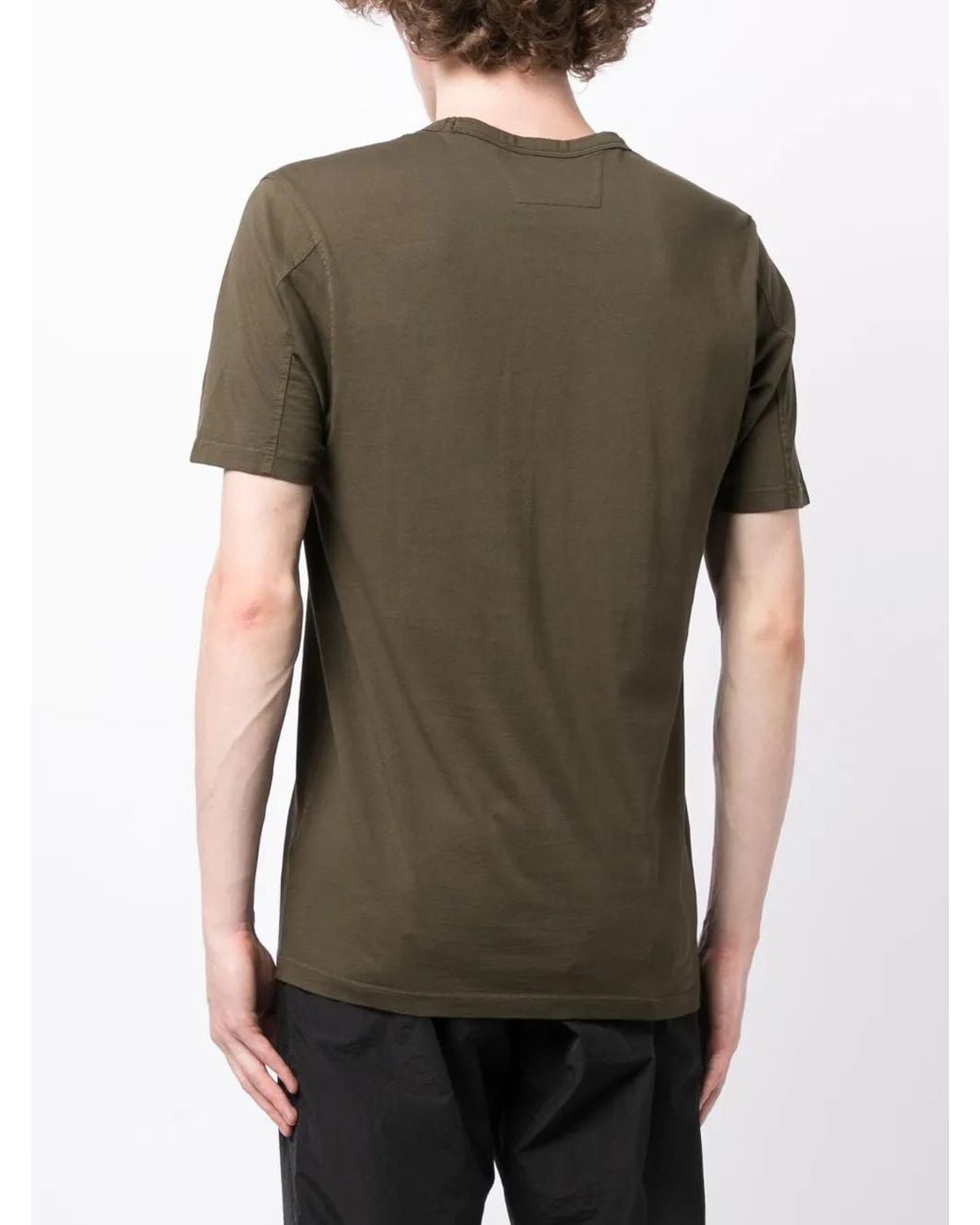 C P Company Green Logo-Print Cotton T-Shirt for men