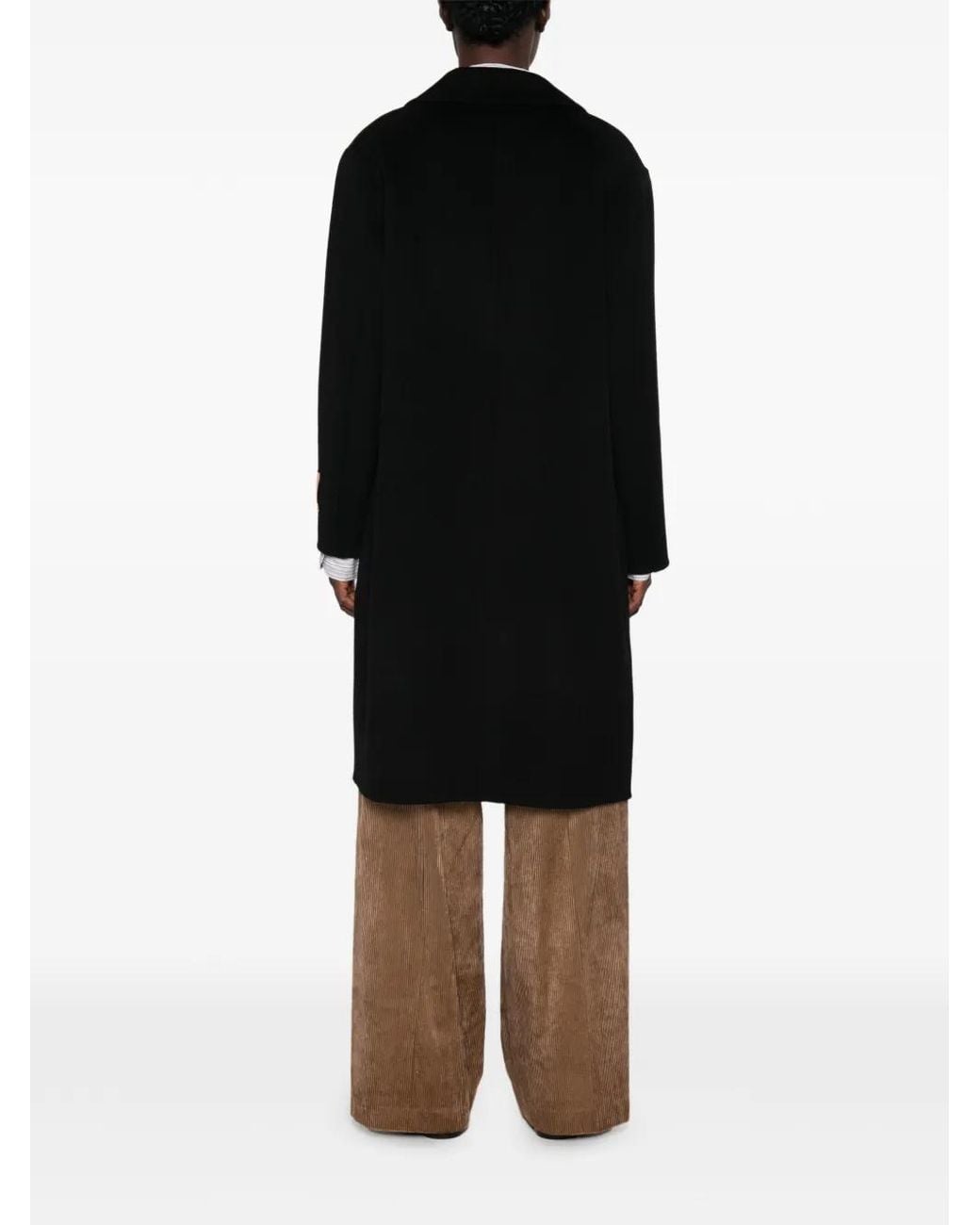 SOLOTRE Black Single-Breasted Notched-Lapels Coat