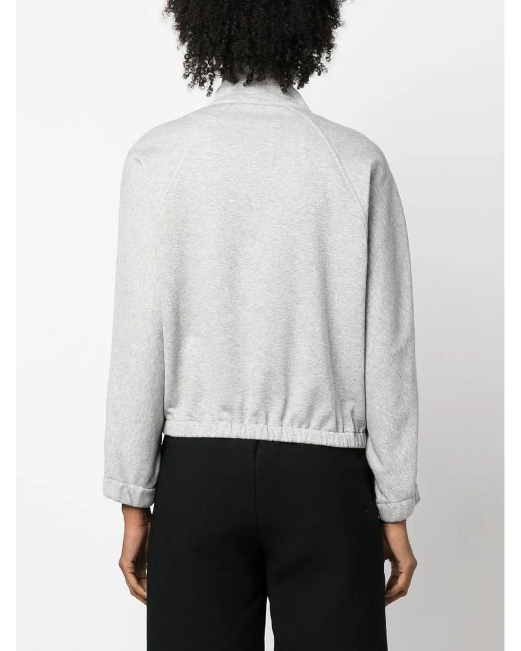 Peserico Gray Mélange-Effect Zip-Up Fleece Sweatshirt