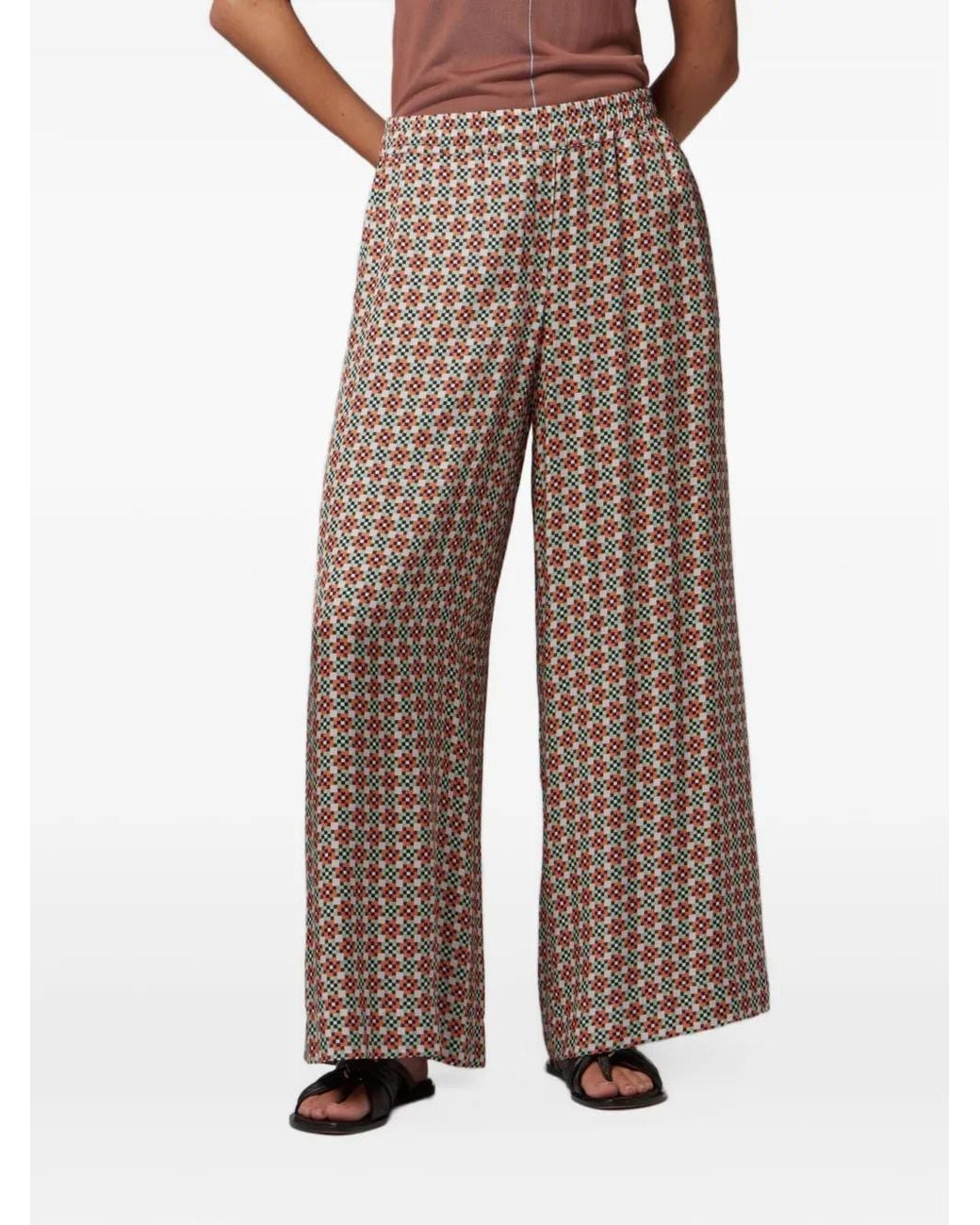 Paul Smith Natural Geometric Square Wide-Leg Trousers