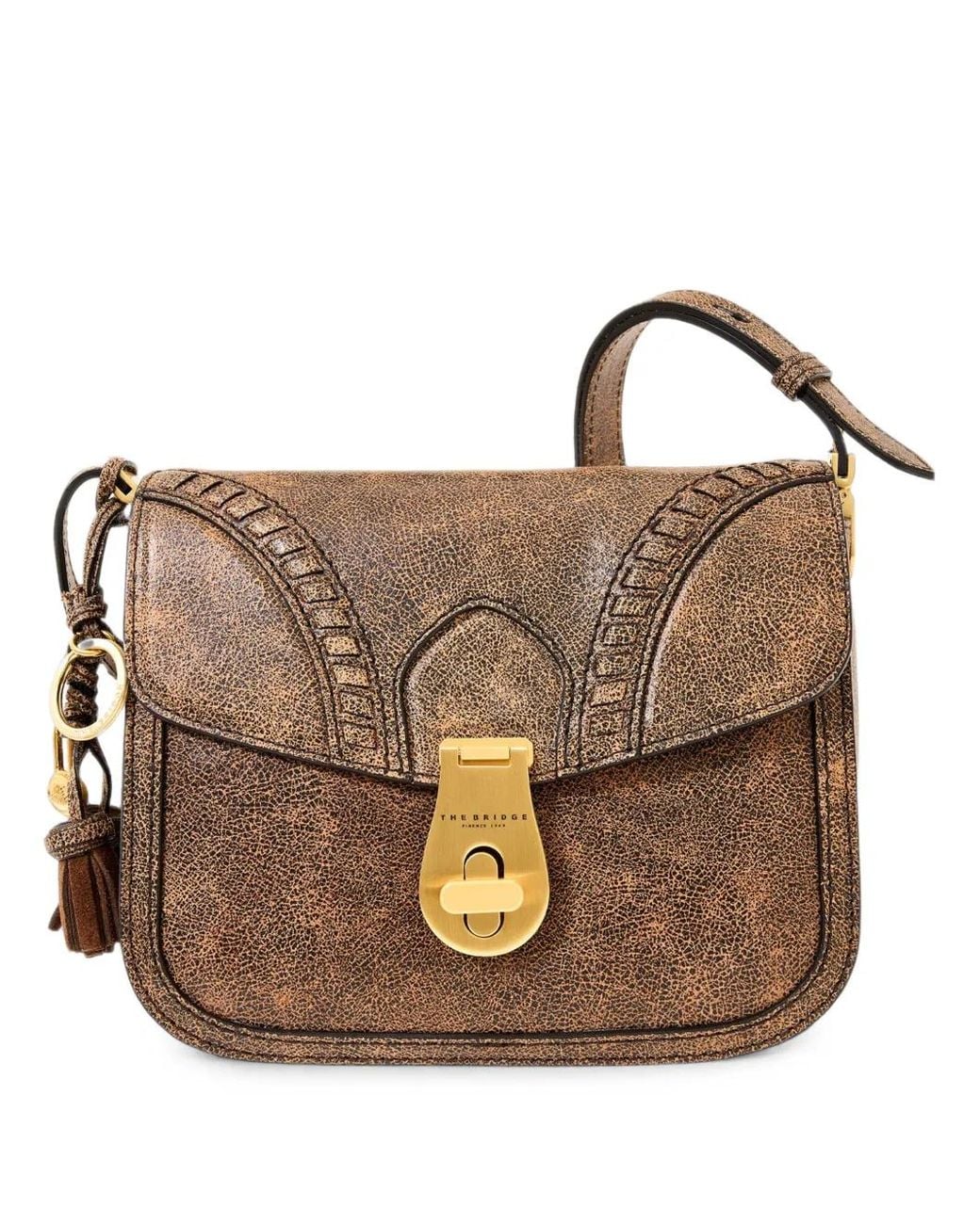 The Bridge Brown Tassel-Detail Logo-Plaque Cross Body Bag