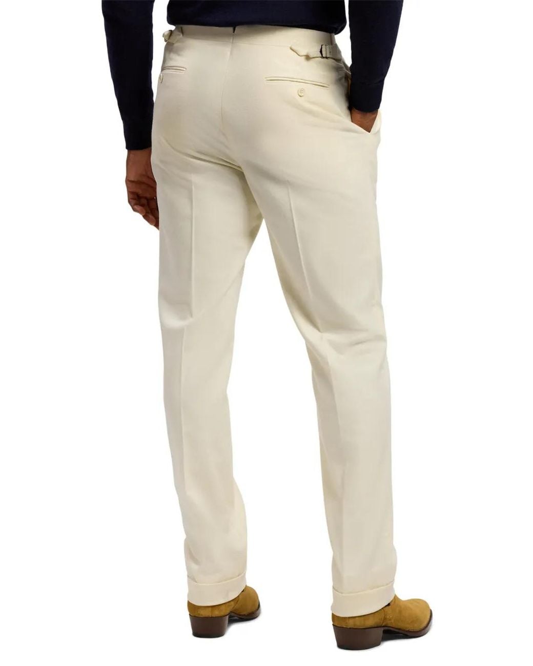 Ralph Lauren Natural Gregory Pleated Wool Trousers for men