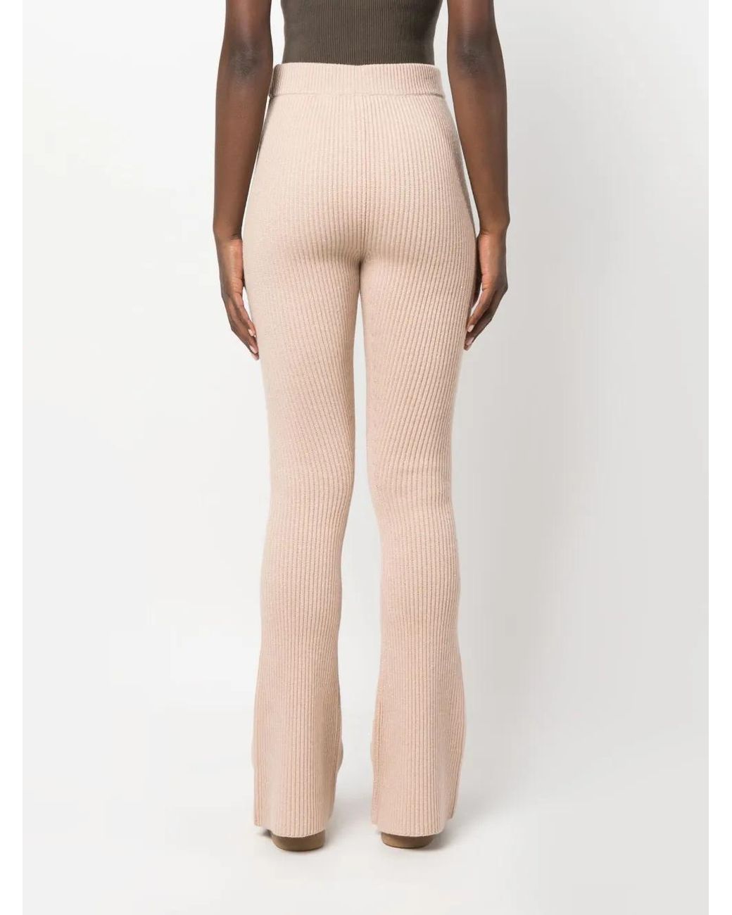 Peserico Natural High-Waist Knitted Trousers