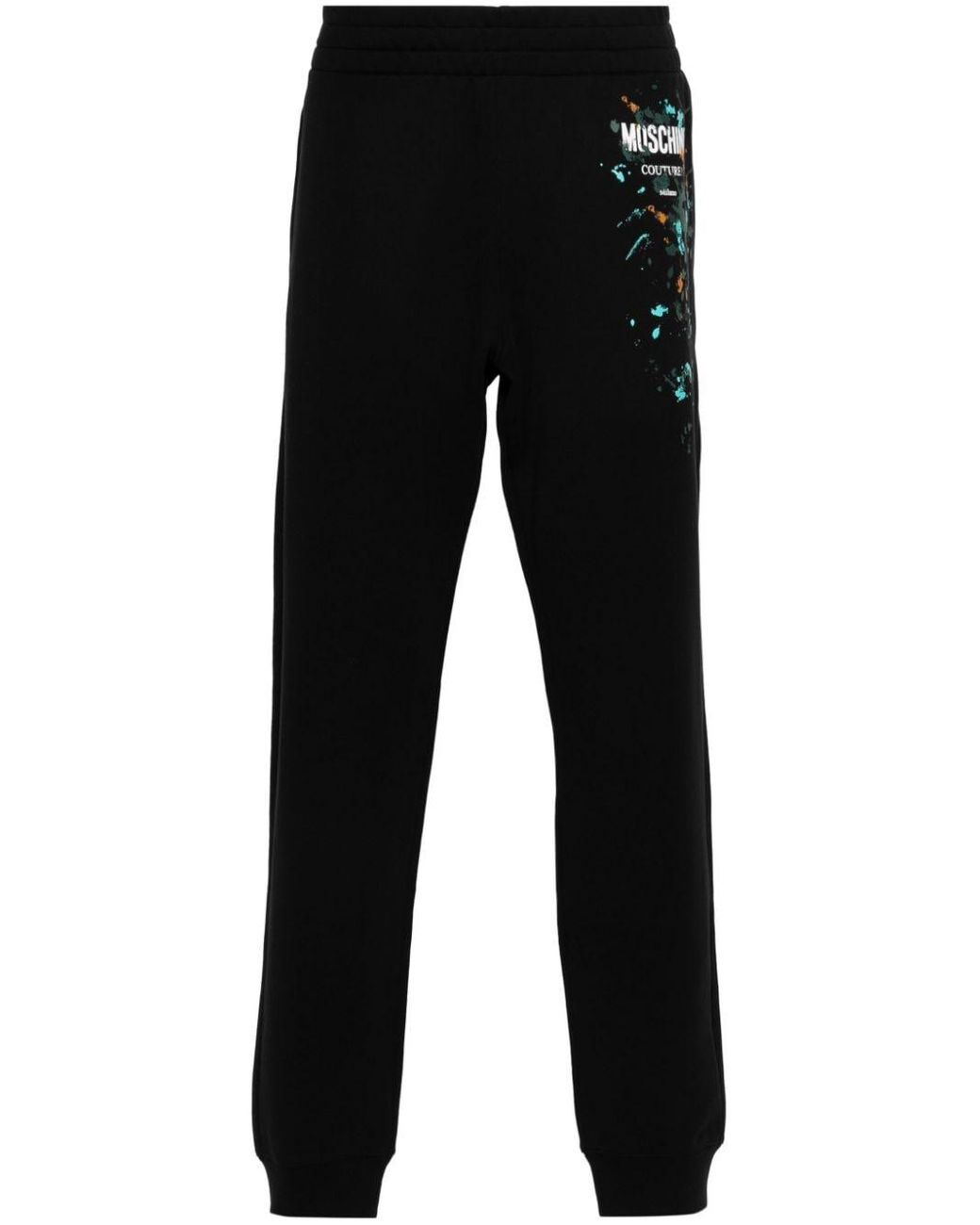 Moschino Logo-print Cotton Track Pants in Black for Men