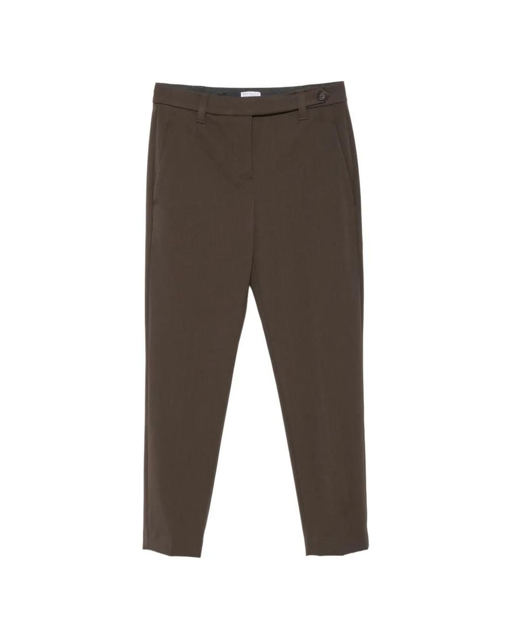 Brunello Cucinelli Gray Pantalon À Taille Ceinturée