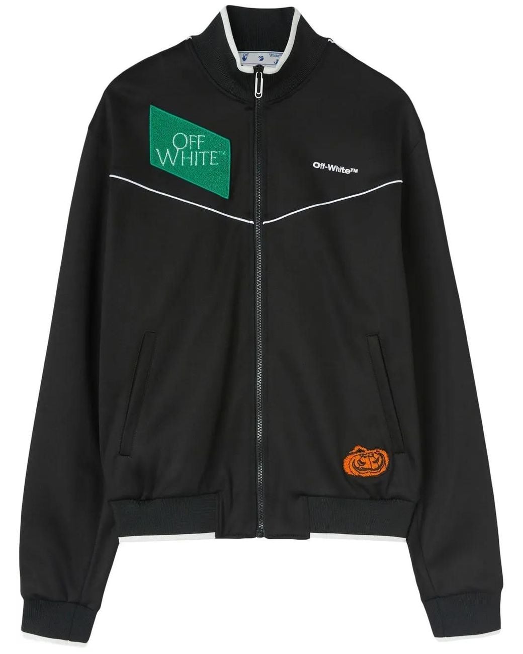 Off-White c/o Virgil Abloh Black Embroidered-Logo Zipped Track Jacket for men