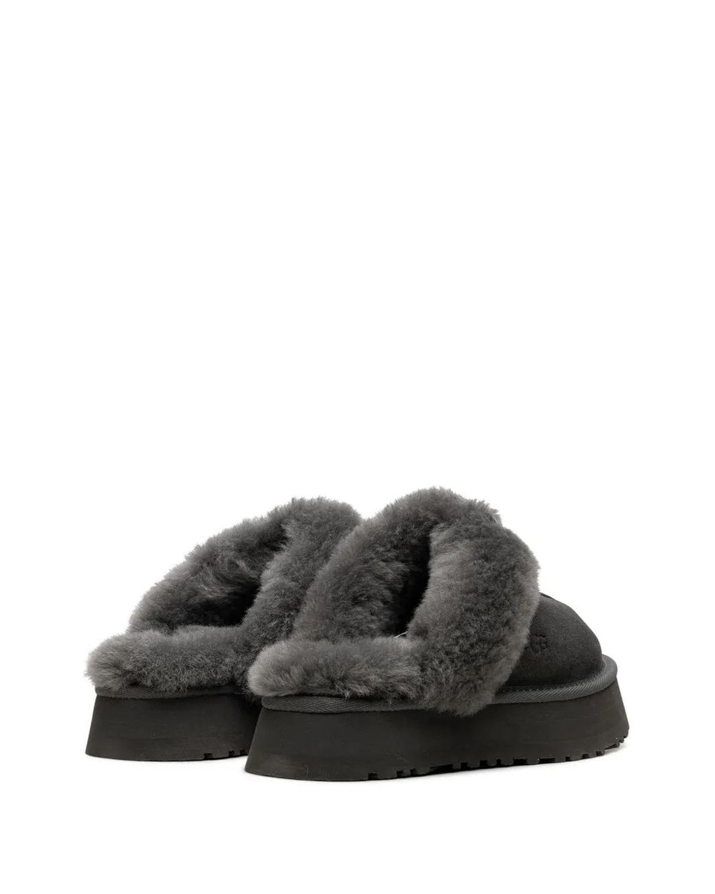 Ugg Black Disquette Shearling Platform Slippers