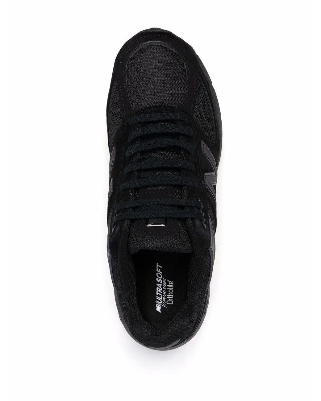 New Balance Black Logo-Patch Panelled Suede Sneakers