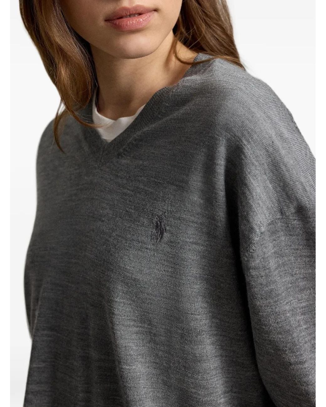 Polo Ralph Lauren Gray Wool Pony-Embroidered Sweater