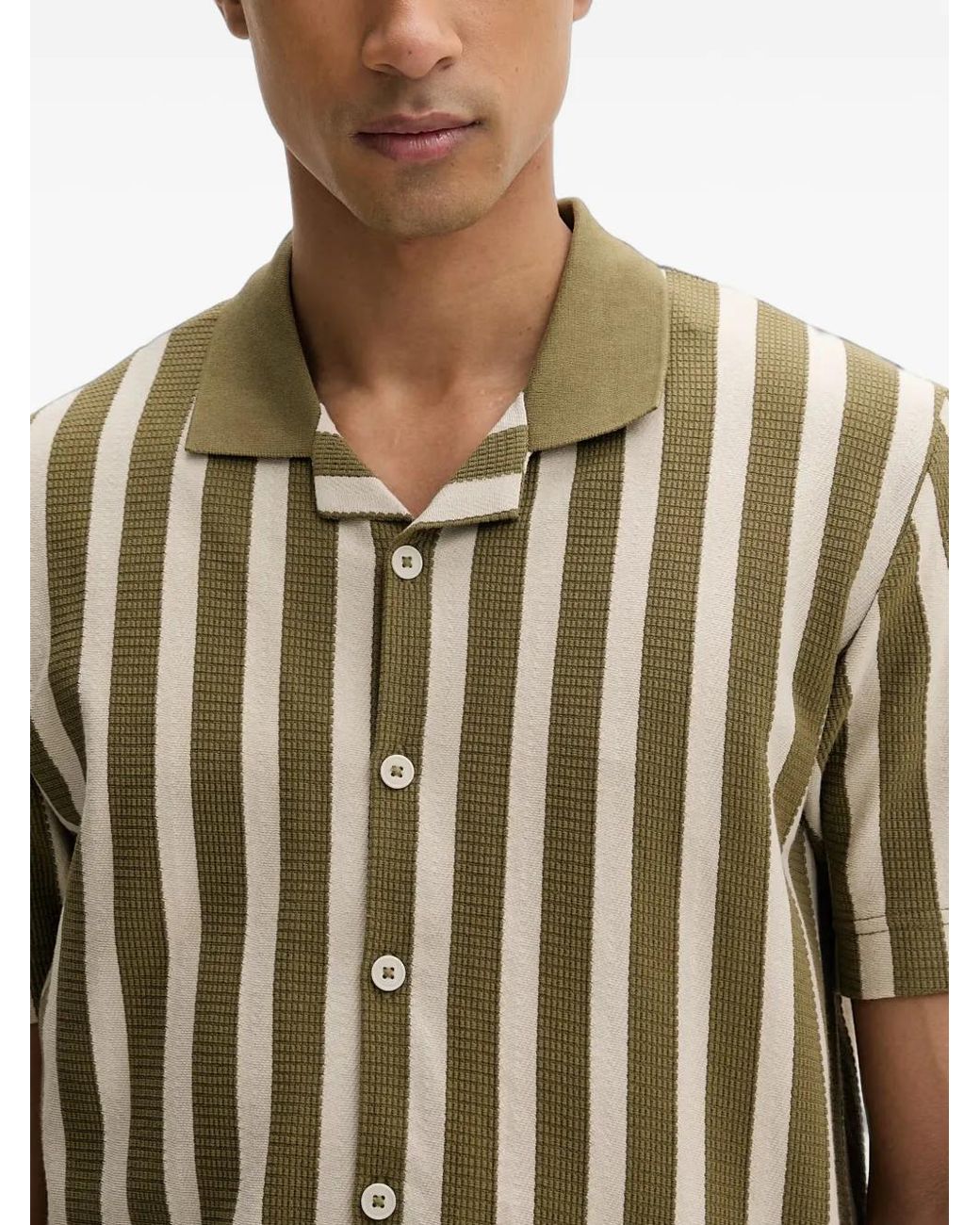Marc O' Polo Green Chemise Rayée À Manches Courtes for men